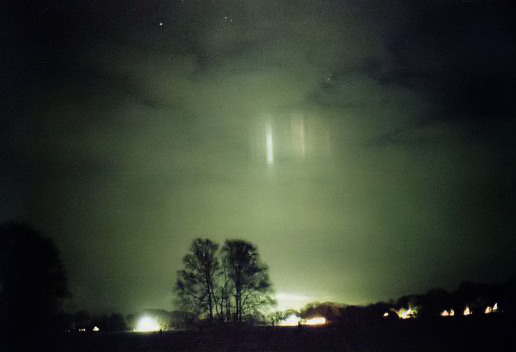light pillars near Helvesiek, Germany