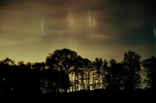 light pillars near Helvesiek, Germany