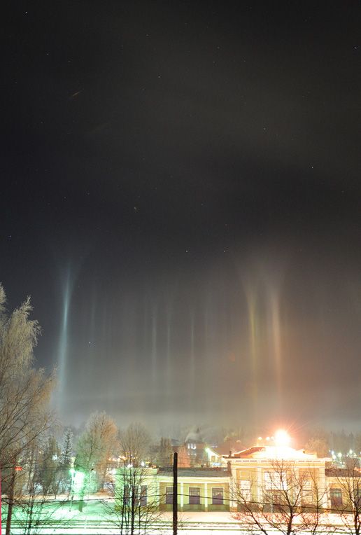 light pillars in Latvia