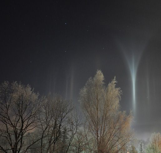 light pillars in Latvia